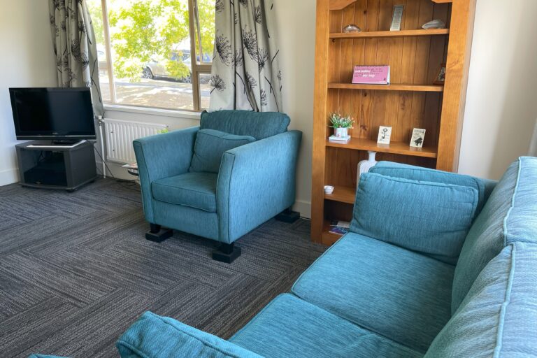 Residents' shared lounge area at Freeman Court